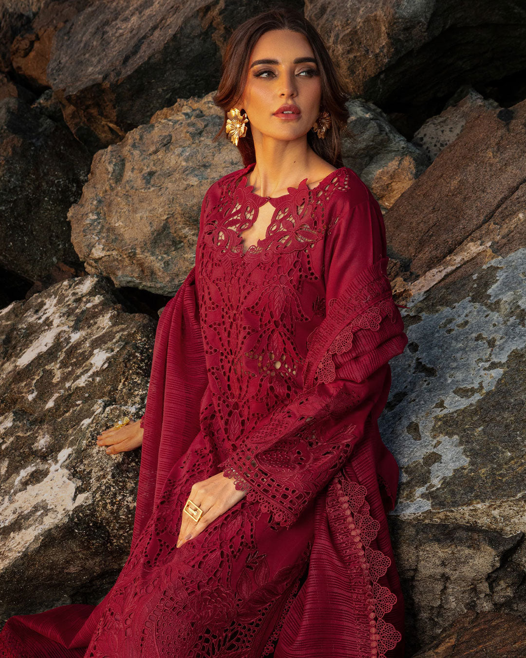 Rang Rasiya - Schiffli Embroidered Ayla's Atelier